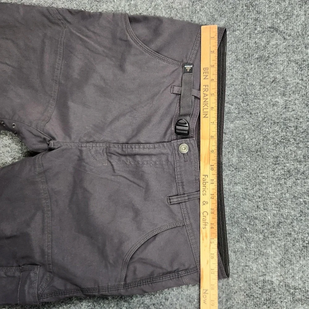 Prana Stretch Zion Pants Mens 35‎ Gray Hiking Outdoor Cargo Nylon Snap Hem Trail